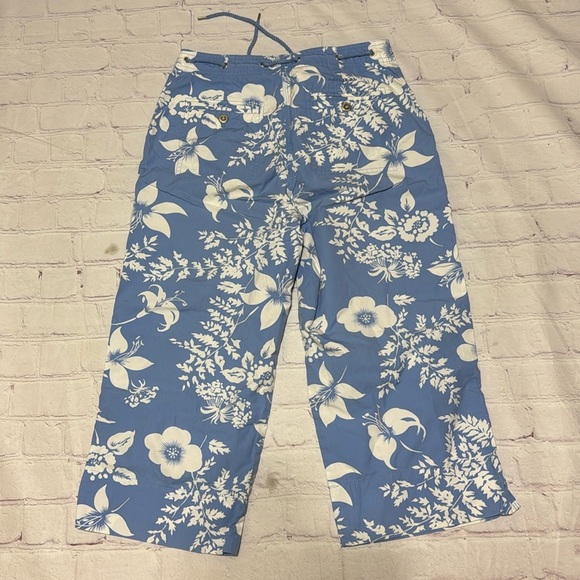 LAUREN RALPH LAUREN vintage y2k Floral Blue and White   cropped Pants 6 petite - Picture 3 of 16